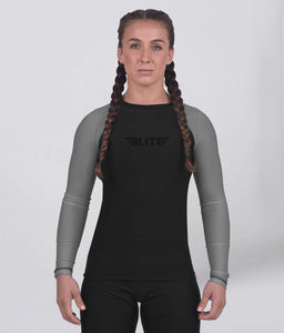 standard gray long sleeve womens no-gi bjj rash guard