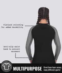 standard gray multipurpose long sleeve womens no-gi bjj rashguard