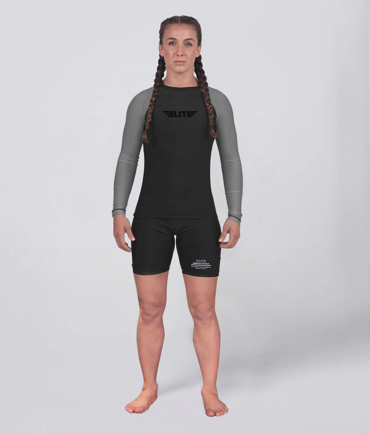 standard gray lighweight long sleeve womens bjj rash guard