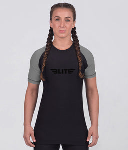 standard gray short sleeve womens no-gi bjj rash guard