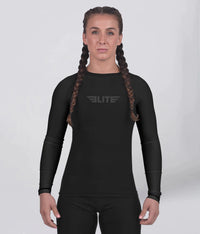 standard black long sleeve womens no-gi bjj rash guard