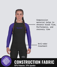 standard purple long sleeve womens bjj rash guard compression fabric