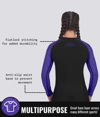 standard purple multipurpose long sleeve womens no-gi bjj rashguard