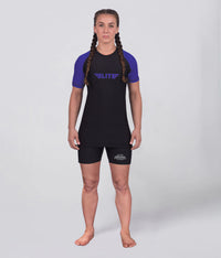 standard purple lighweight short sleeve womens bjj rash guard