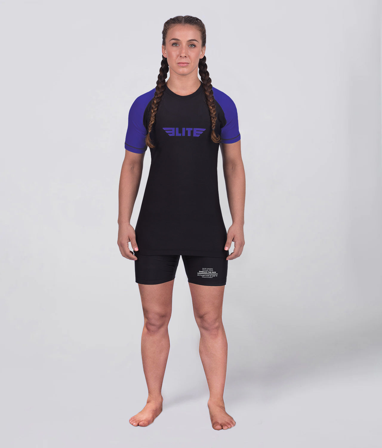 standard purple lighweight short sleeve womens bjj rash guard