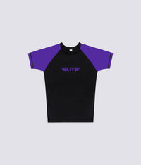 standard purple short sleeve womens no-gi bjj rash guard comfortable & secure