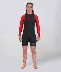 standard red lighweight long sleeve womens bjj rash guard