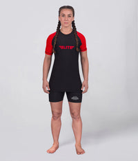 standard red lighweight short sleeve womens bjj rash guard