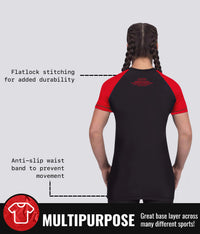 standard red multipurpose short sleeve womens no-gi bjj rashguard