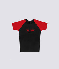 standard red short sleeve womens no-gi bjj rash guard comfortable & secure