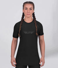 standard black short sleeve womens no-gi bjj rash guard