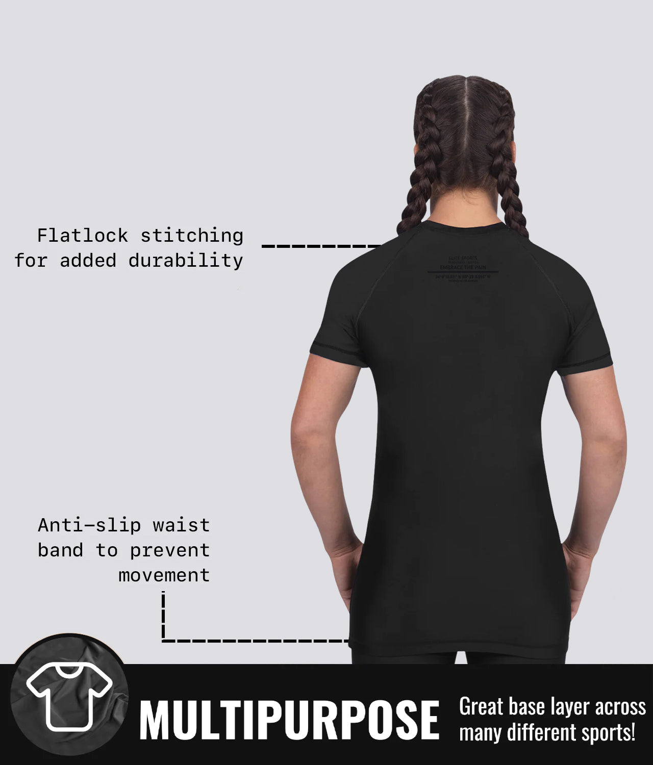 standard black multipurpose short sleeve womens no-gi bjj rashguard