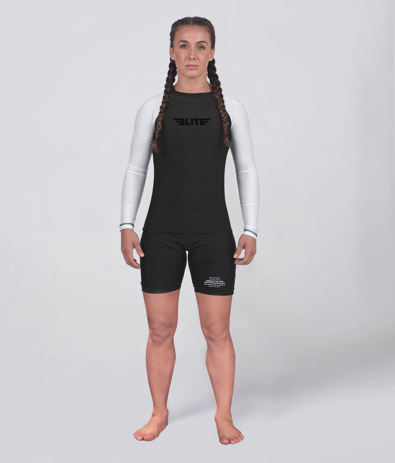 standard white lighweight long sleeve womens bjj rash guard