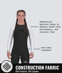 standard white long sleeve womens bjj rash guard compression fabric