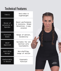standard white short sleeve ladies bjj rashguard technical features